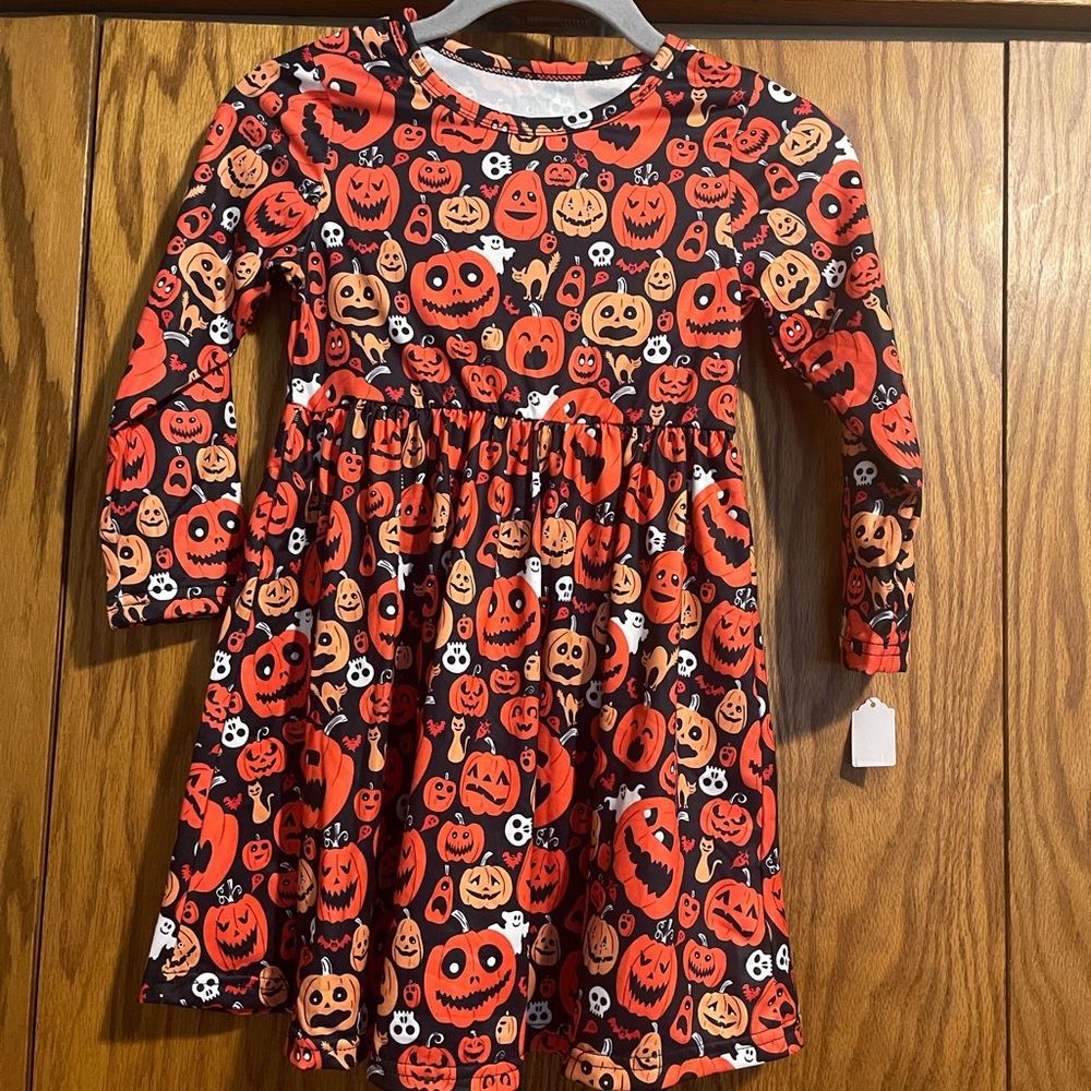 Casual Orange and Black Dress with Empire Waist